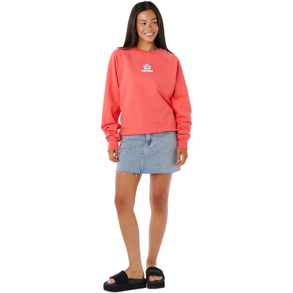 2025 Rip Curl Dame Luxe Surf Raglan Afslappet Crew 0ARWFL - Watermelon